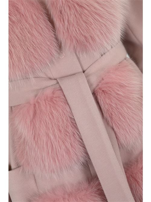 Cappotto CD1192 con pelliccia di volpe Rosa YES LONDON | CD1192 CDHROSA